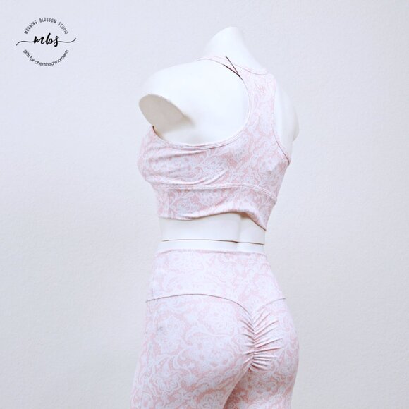 NWT Bundle of Noire Blanc Floral Workout Bra & Leggings Orange Pink White Women - Picture 5 of 12